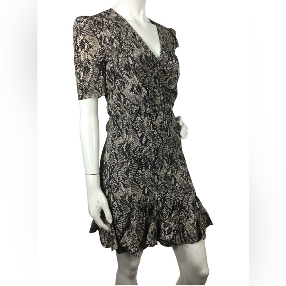 100% silk Veronica Beard Snake Print Dress ruched - Picture 4 of 14